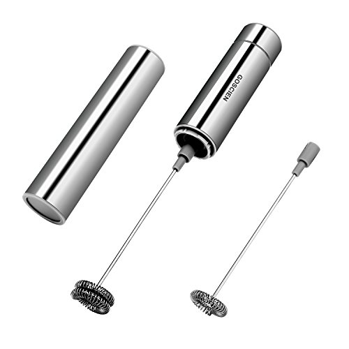 Schiumalatte Frustino Montalatte Elettrico, Milk Frother Mixer Per Drink Con Frustino In Acciaio Inox E Tubo Di Stoccaggio, Schiumino Per Cappuccino, 