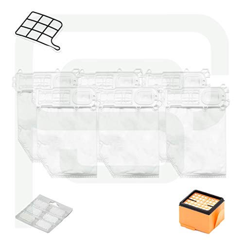 Piesseonline Kit Risparmio Compatibile Per Vorwerk Folletto Vk 135/136 6 Sacchetti+6 Profumini+1 Griglia+1 Filtro Hepa