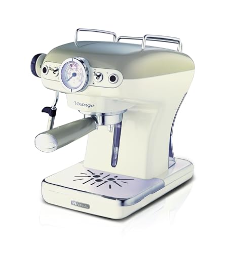 Ariete Caffè Espresso Vintage 1389, Macchina Per Caffè Espresso Per Polvere O Cialda Ese, 1 E 2 Tazze, Lancia Cappuccinatore, Supporto Tazze In Acciai