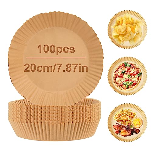 100 Pezzi Di Carta Da Forno Per Friggitrice Ad Aria Calda, 20 Cm, Carta Da Forno Antiaderente Monouso, Carta Pergamena, Antiaderente, Per Forno, Forno