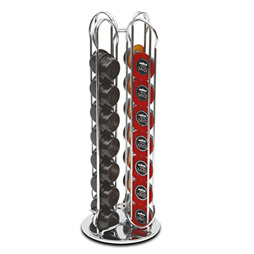 Macom Just Kitchen 830 Totem Coffee Compatibile Con Lavazza A Modo Mio. Dispenser Portacapsule Per Macchine Caffè, 28 Capsule, Acciaio Cromato, Inossi
