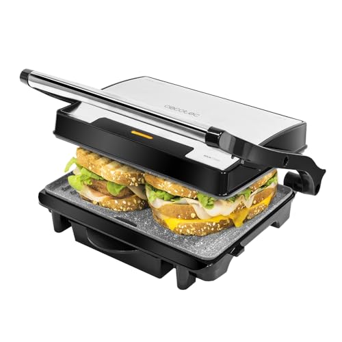 Cecotec Griglia Elettrica Rock'Ngrill 1500 Rapid. 1500 W, Rivestimento Rockstone, Piastra Superiore Regolabile In Altezza, Vassoio Raccogli Grasso, Ri