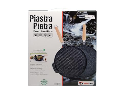 Cottura Vitrinor Piastra Pietra Cm32 Anche Per Induzione, Metallo, Black, 32