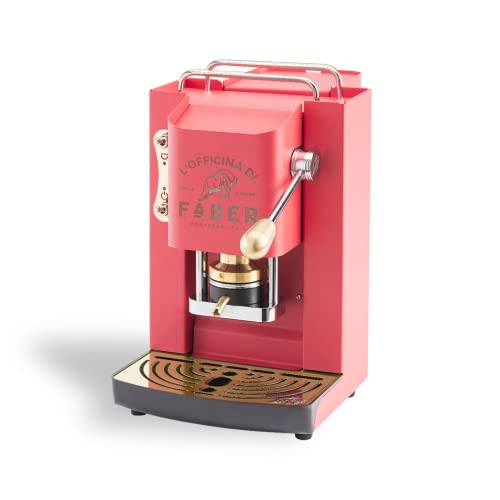 Macchina Caffè Faber Pro Total Deluxe Rifiniture In Ottone A Cialde In Carta Ese 44Mm (Coral Pink)
