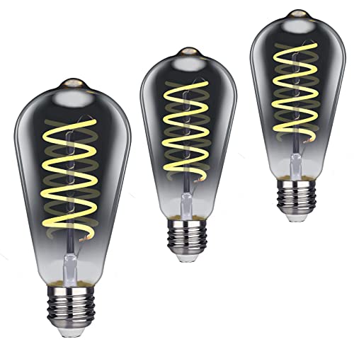 Kooywan Edison Lampadina Vintage St64 E27 4W Led Lampadina Vintage Antica Bianco Caldo 2700K 3Pcs