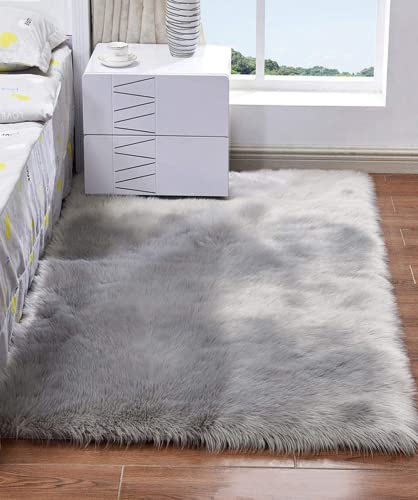 Haresle Tapeti Per Soggiorno Moderni Grigio Tappeto Soggiorno Moderno Tappeto Peloso Tappeto Shaggy Per Stuoia Di Pelliccia Della Camera Da Letto (Gri