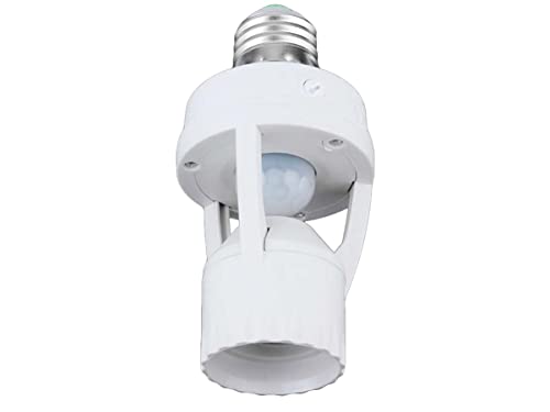 Ledlux Portalampada E27 Con Sensore Movimento, Sensore Crepuscolare Timer 360 Gradi, Max 60W
