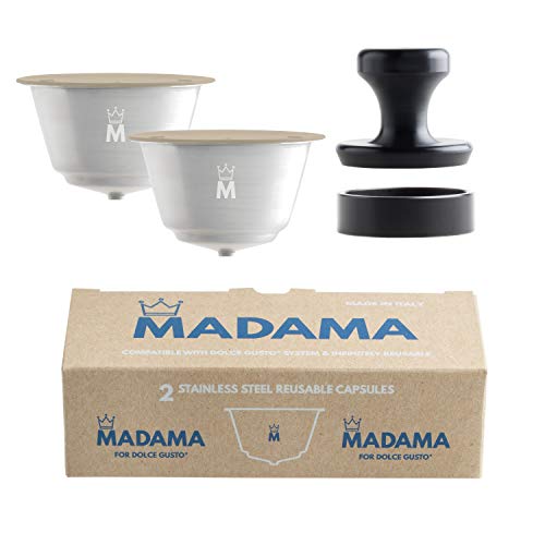 Madama - Capsule Caffè Ricaricabili Dolce Gusto, Riutilizzabili E Compatibili. Acciaio Inossidabile E Silicone Alimentare. 100% Made In Italy. Confezi