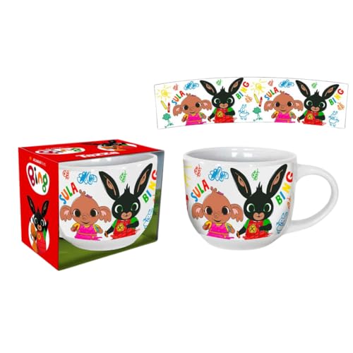 Tazza Bing Larga In Ceramica Con Manico Per Bambine,Tazza Per Colazione 380 Ml, Idea Regalo, 3+ Anni