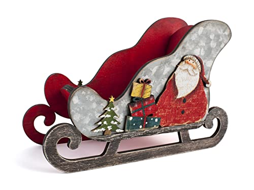 H&H Slitta In Legno Decoro Natale Cm22X10X15