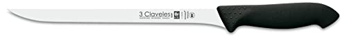 3 Claveles Cuchillo Jamonero Proflex De 24 Cm, Acero Inoxidable, Negro