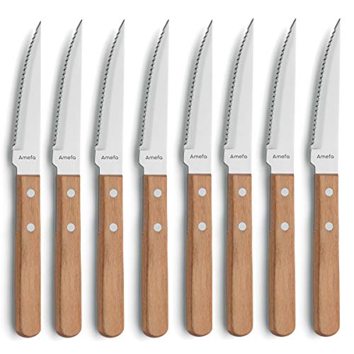Amefa Pizza Bois - 8 Coltelli Bistecca Legno