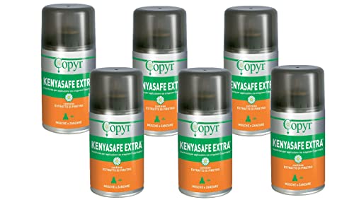 Copyr | Kenyasafe Extra: Insetticida Pronto All'Uso Contro Insetti Volanti, Mosche E Zanzare - Bombola Da 250 Ml X 6 Pezzi