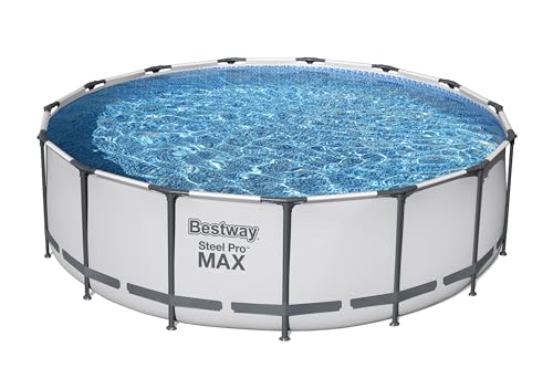 Bestway 56438 | Steel Pro Max - Piscina Fuori Terra Rotonda, 457X122 Cm, Pompa Di Filtraggio, Scaletta E Copertura Inclusi