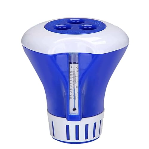 Virsus Dosatore Galleggiante Con Termometro 5C12, Misura 17X19 Cm, Porta Cloro Dispenser Per Compresse Pastiglie Di Cloro Per Acque Di Piscina, Flusso