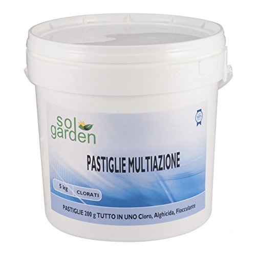 5 Kg Multifuzione Pastiglie Cloro 200 Gr Multiazione Polifunzione Tricloro 90% Dissoluzione Lento Dissolvimento Trattamento Acqua Piscina