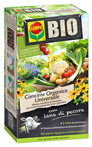 Compo Bio Concime Universale Organico Per Piante Da Orto E Da Giardino, Con Lana Di Pecora, Effetto Prolungato, Consentito In Agricoltura Biologica, 2