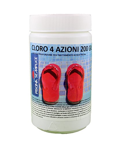 Cloro 4 Azioni Per Piscina 5 Pastiglie Da 200 Grammi -Barattolo 1Kg-Lapi Chimici