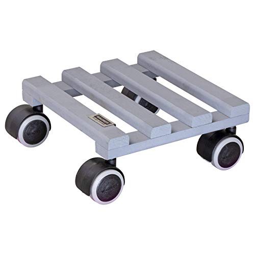 Wagner Pflanzenroller Creo 19 X 19 X 6 Cm I Pflanzenroller Für Innenbereich, Buche Grau I Blumenroller Aus Fsc®-Massivholz I Kübelroller Aus Holz I Tr
