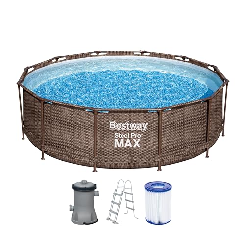 Bestway 56709-3 Set Piscina Fuori Terra Steel Pro Max Rotonda Da 366X100 Cm