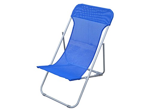 Garden Friend S1622037 - Sdraio Beach In Acciaio E Textilene 450 Gr/M², Blu, 70 X 45 X 72 Cm
