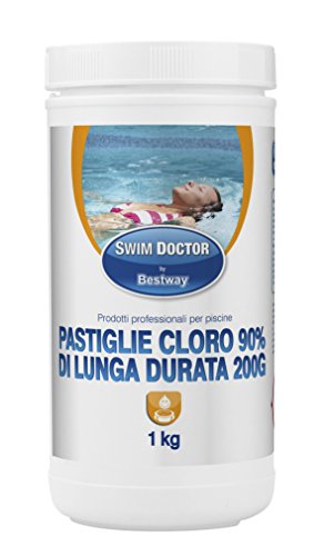 Bestway 59017 Cloro A Lunga Durata 90% Per Piscine, Pastiglie Da 200 Gr, 1 Kg