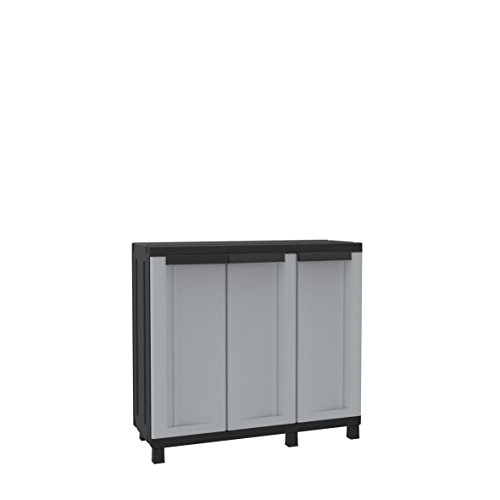 Terry, Twist Black 102B, Armadietto Da Interno Esterno A Tre Ante, Multifunzionale, Due Vani Separati. Materiale: Plastica, Dimensioni: 102X39X91,5 Cm