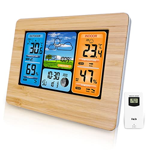 Stazione Meteo Digitale Wireless Con Termometro, Rilevatore Di Umidità, Barometro, Orologio E Sveglia, Fase Lunare, Con Sensore Esterno