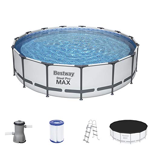 Bestway 56488-3 Set Piscina Fuori Terra Steel Pro Max Rotonda Da 427X107 Cm