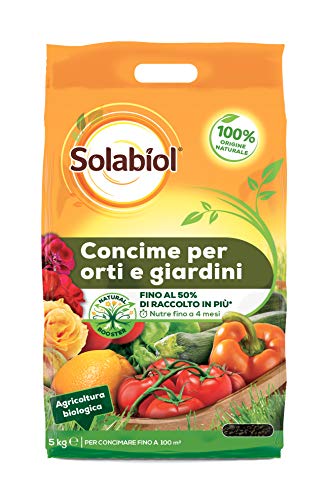 Solabiol Biologico Con Tecnologia Natural Booster Per Favorire Lo Sviluppo Radicale E Aumenta La Produzione Orti E Giardini, Concime Granulare Marrone