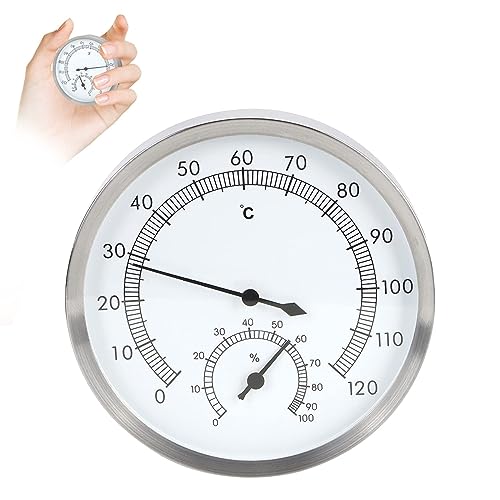 2In1 Igrometro E Termometro Analogico Per Interni In Acciaio Inox, Igrometro Analogico E Termometro Analogico, Temperatura Di Misurazione E Umidità Pe