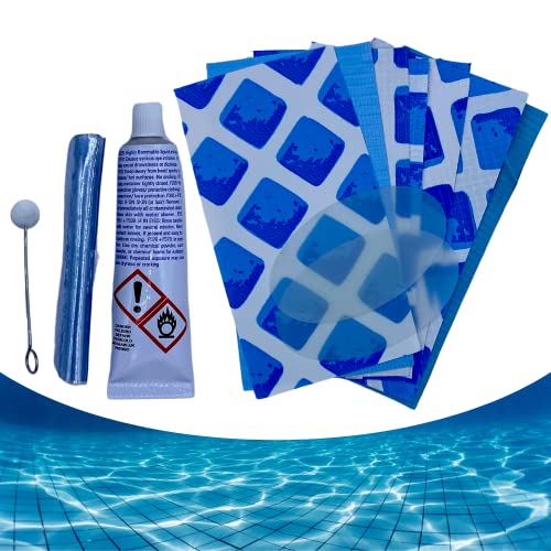 Acquaverde Toppe Di Riparazione Piscine Kit Ultra Frame Rotonde Rettangolari + Colla E Applicatore 14X7 Cm