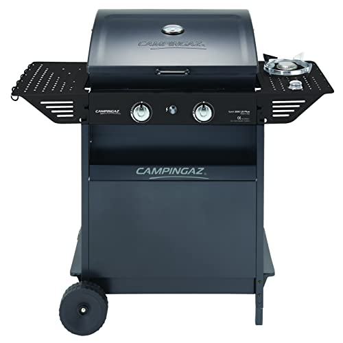 Campingaz Xpert 200 Ls Plus Rocky Bbq A Gas In Pietra Lavica, Carrello Bbq Con 2 Bruciatori E 1 Bruciatore Lat., Copertura + Termometro, Ripiano Lat.
