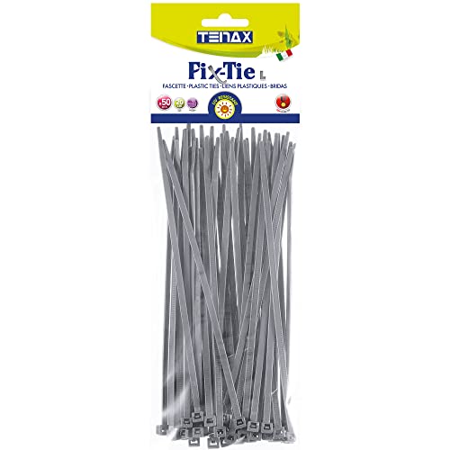 Tenax Fix-Tie L Fascette Multiuso In Plastica Lunghezza 20 Cm Grigio Argento, Confezione Da 50 Pezzi