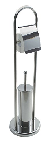 King Home Piantana Multifunzione Con Portarotolo In Acciaio Con Finitura A Specchio, Misure: Ø 22X80H,