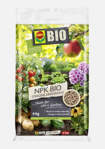 Compo Npk Bio, Concime Universale, Per Piante Da Orto E Giardino, In Vaso E Piena Terra, 4 Kg