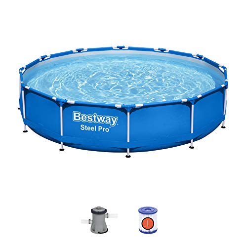 Bestway 56681-2 Set Piscina Fuori Terra Steel Pro Rotonda Da 366X76 Cm