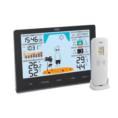 Tfa Dostmann Stazione Meteo Wireless Meteo Jack, 35.1097.01, Con Sensore Esterno Radiocontrollato, Previsioni Del Tempo, Pressione Atmosferica, Fasi L