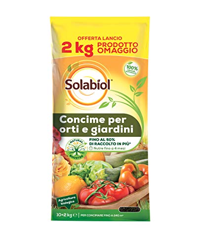 Solabiol 86600056 Concime Granulare Biologico Orti E Giardini Con Tecnologia Natural Booster, Marrone, 12 Kg