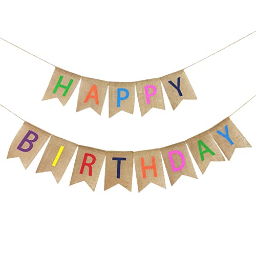 Jizxol Buon Compleanno Garland, Banner Di Lino Di Compleanno, Compleanno Decor, Ghirlanda Di Compleanno, Decorazione Per Feste Di Compleanno Per Baby