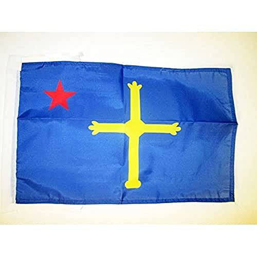 Az Flag Bandiera Asturie Indipendentista 45X30Cm - Bandierina Principado De Asturias Nazionalista 30 X 45 Cm Cordicelle