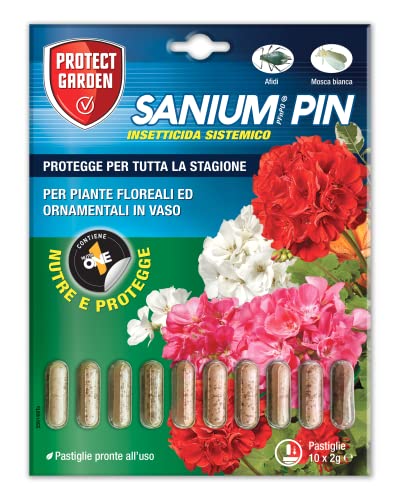 Protect Garden Sanium Pin Pfnpo, Insetticida Sistemico In Pillole. Elimina Afidi E Mosca Bianca. Nutre E Protegge Grazie Alla Formulazione Ricca Di Co