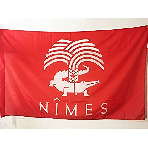 Az Flag Bandiera Città Di Nîmes 90X60Cm - Bandiera Di Nimes - Gard 60 X 90 Cm Foro Per Asta