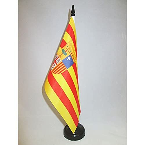 Az Flag Bandiera Da Tavolo Aragona 21X14Cm - Piccola Bandierina Aragón In Spagna 14 X 21 Cm