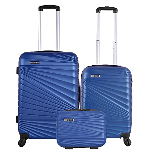 Set Di 3 Valigie Da Cabina 56 Cm/Media 66 Cm/Borsa Da Toilette 23 Cm, Blu Elettrico