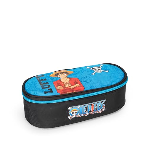 One Piece - Astuccio Scuola Ufficiale One Piece, Astuccio Ovale Per Bambini E Ragazzi, Per Riporre La Cancelleria, Divisorio Interno Con Passanti Elas