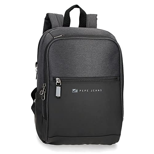 Pepe Jeans Jarvis Zaino Per Portatile Regolabile Fino A 12" Nero 25 X 36 X 10 Cm Poliestere Con Dettagli In Finta Pelle 9 L