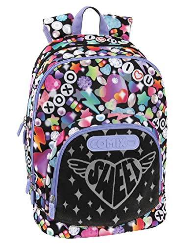 Comix Bright Girl - Zaino Scuola Media, Elementare Per Bambini E Ragazzi, Con Schienale Imbottito E Rinforzato, Spallacci Regolabili E Vano Principale