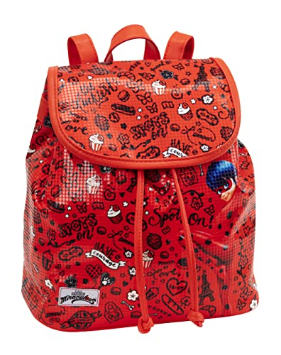 Miraculous - Zaino Scuola E Free Time Personalizzato Ladybug, Chiusura Regolabile A Cordoncino E Patta Magnetica - Zainetto Bambina E Bambino Con Spal