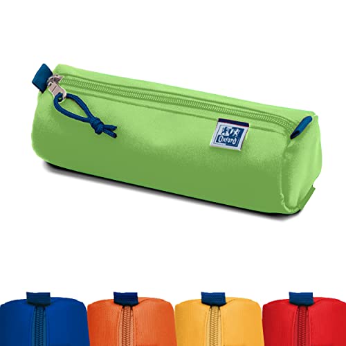 Oxford Astuccio In Poliestere Resistente, Rotondo, Grande, Verde Chiaro, Verde Chiaro, 22X7X9Cm, Astuccio Per Matite